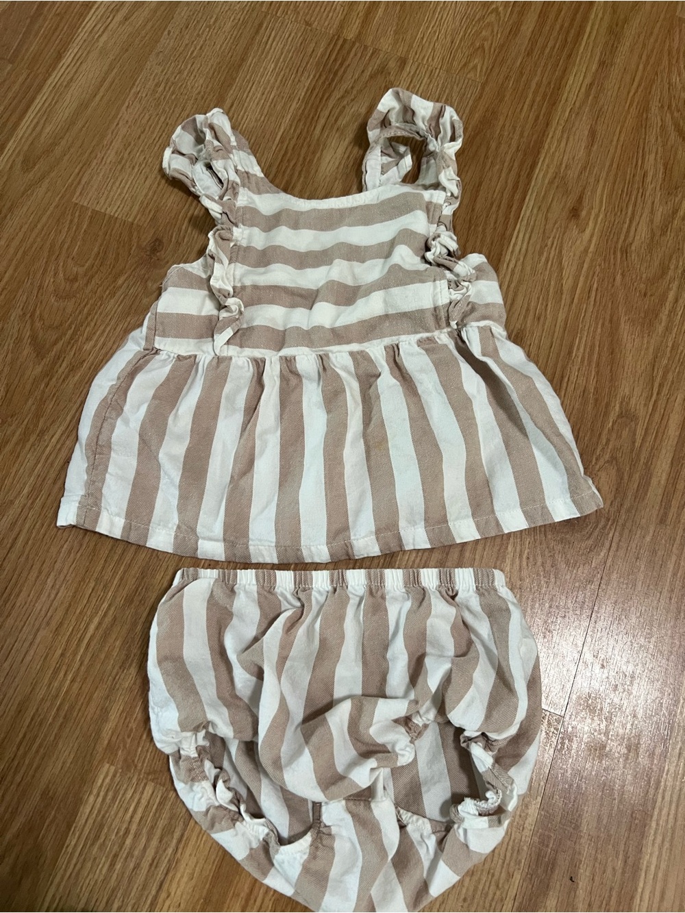 Striped Cream & Tan Toddler Dress Set - Carters